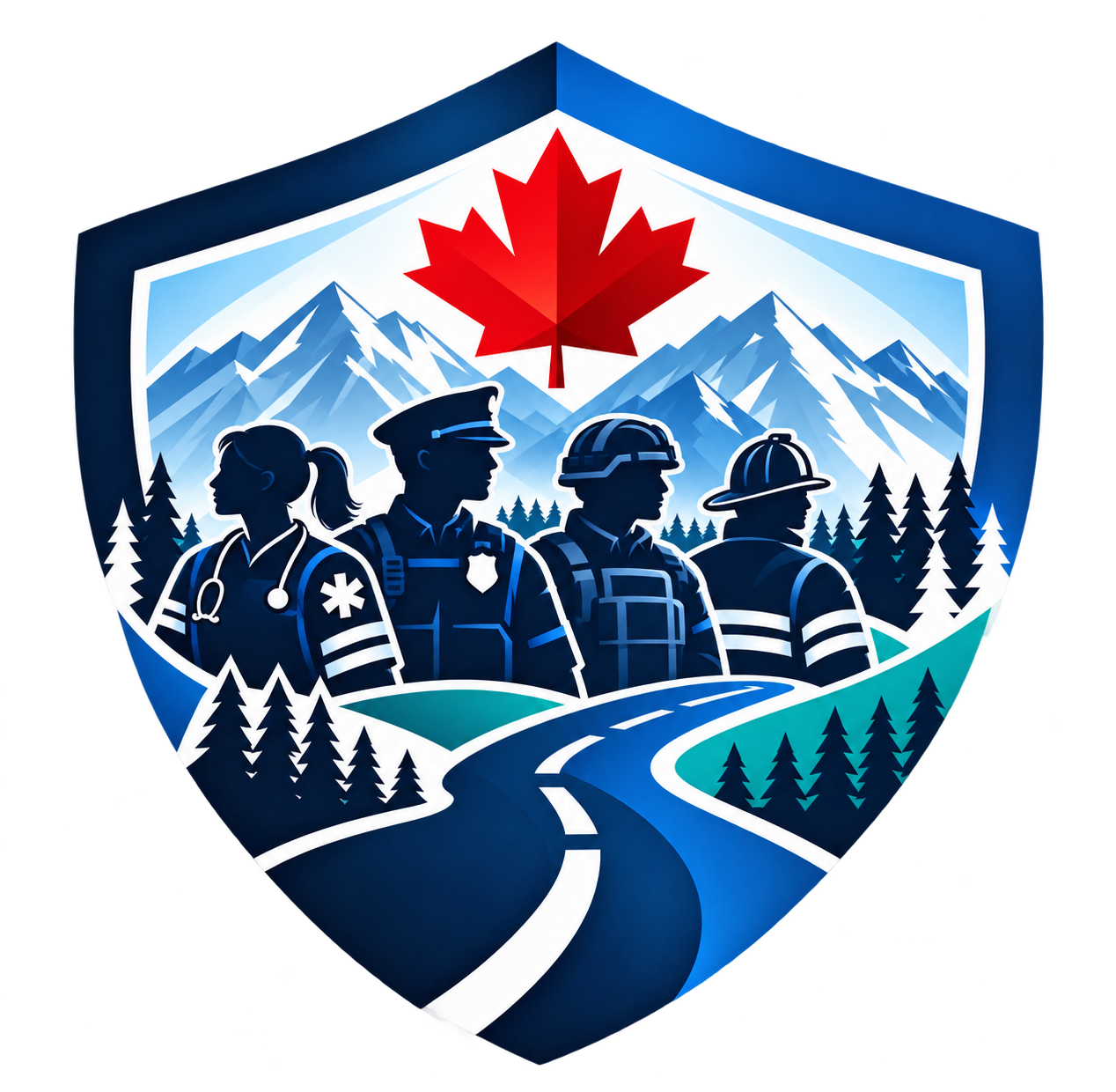 FRC Canada crest with mountains, maple leaf and first responders
